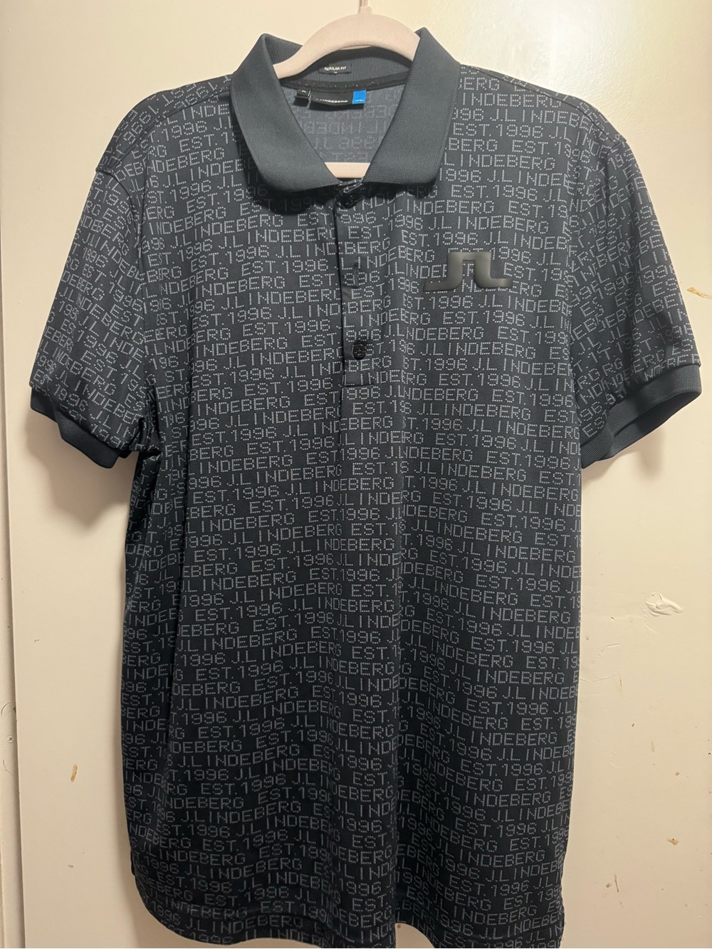 J.Lindeberg Brand Logo Black Logo-Print Polo Shirt Top Shirt — EUC — Size XL